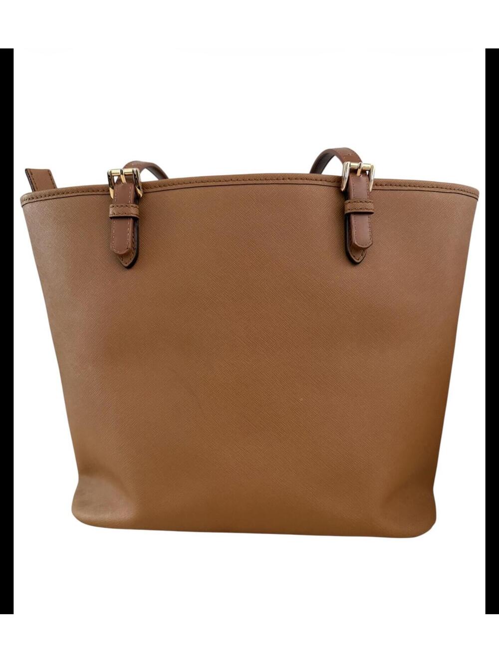 Michael Kors Jet Set Travel Pocket Tote Saffiano Leather Brown Acorn - Picture 8 of 9
